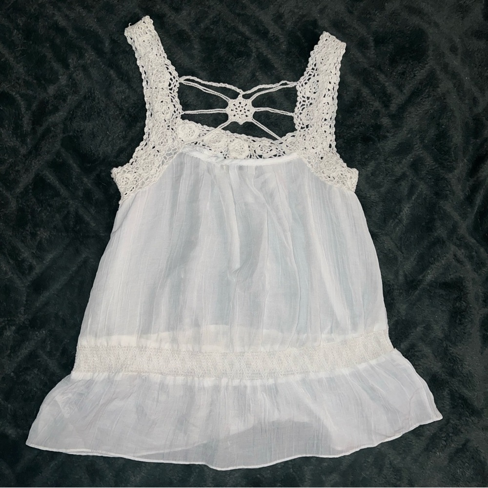 Forever 21 White Lace Embellished Top